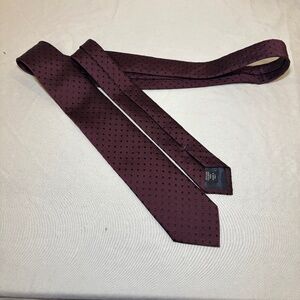 ERMENEGILDO ZEGNA  Men's Silk Necktie ITALY Luxury POLKA DOT Burgundy/Brown EUC